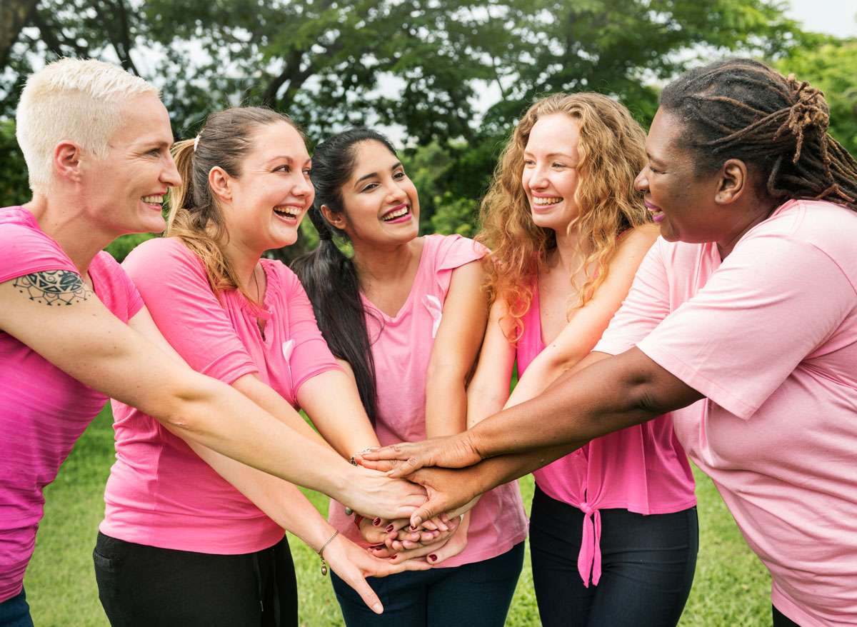 group of women in pink t-shirts